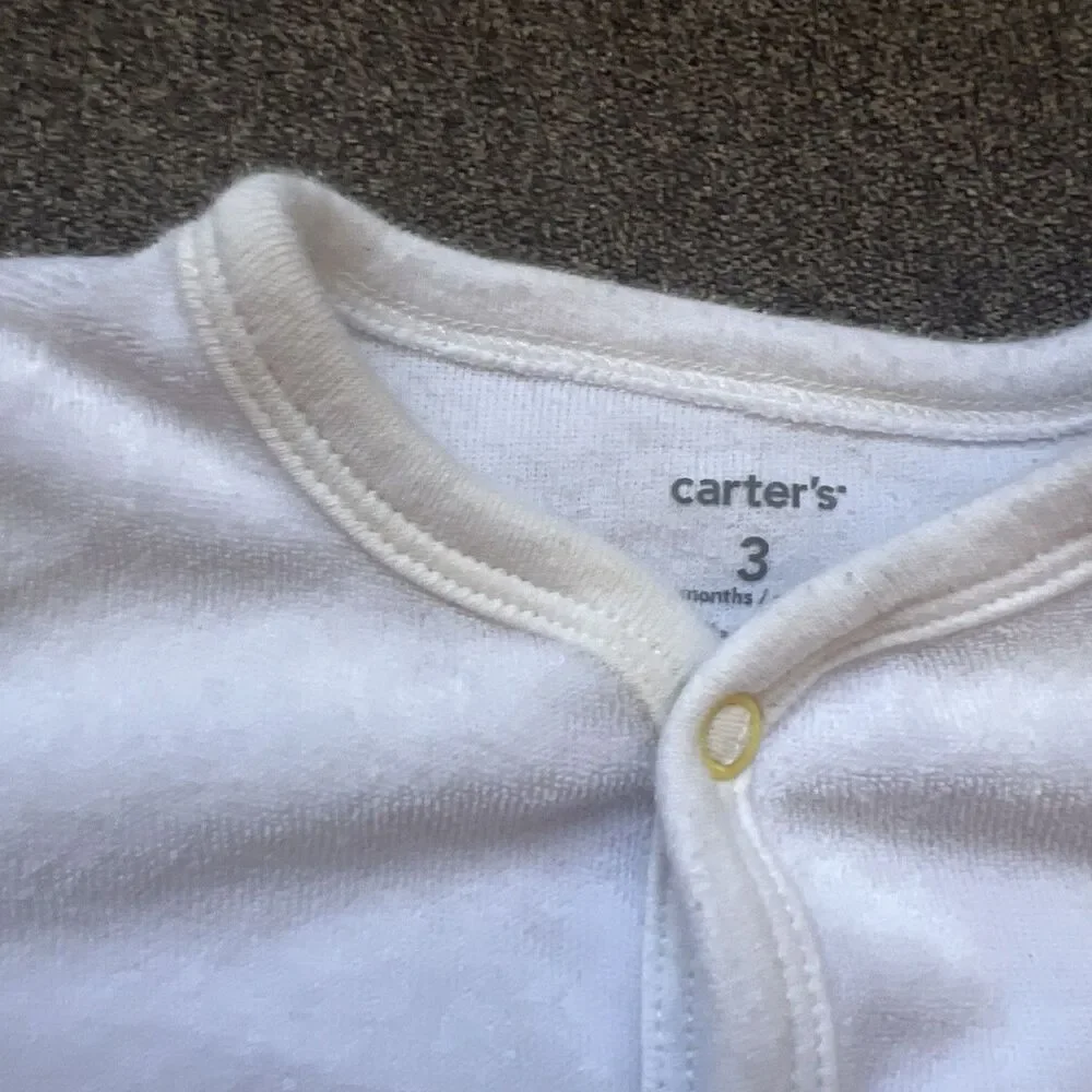 Carters Boys Size‎ 3 Months Romper One Piece Footsie White Snap UP Long Sleeve